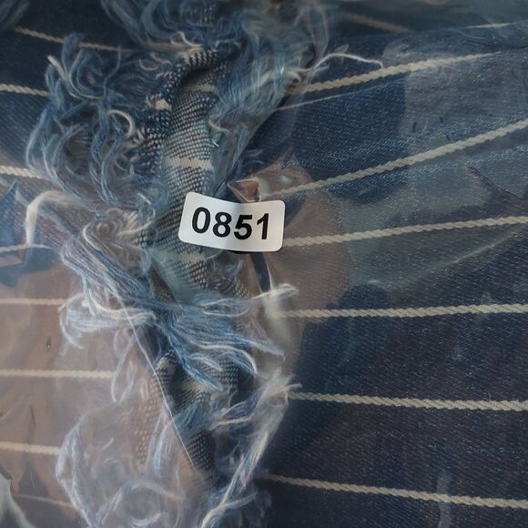 Cello Pinstripe Flare Jeans Women’s 7 Blue Denim Boho Y2K Raw Hem Stretch - Picture 11 of 11